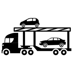 Auto Transporters Concept, Car Carrier and Logistics Vector Icon Design