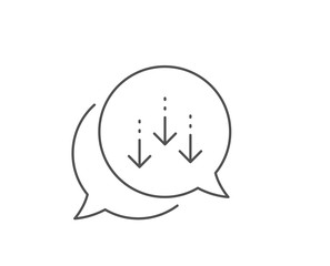 Scroll down arrow line icon. Chat bubble design. Scrolling screen sign. Swipe page. Outline concept. Thin line scroll down icon. Vector