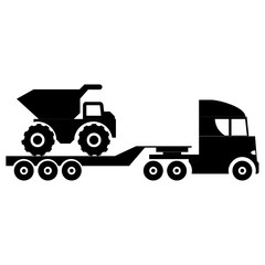 Construction Machine Transporter Concept,  heavy hauler Vector Icon Design