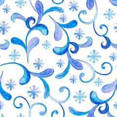 blue winter watercolor patterns