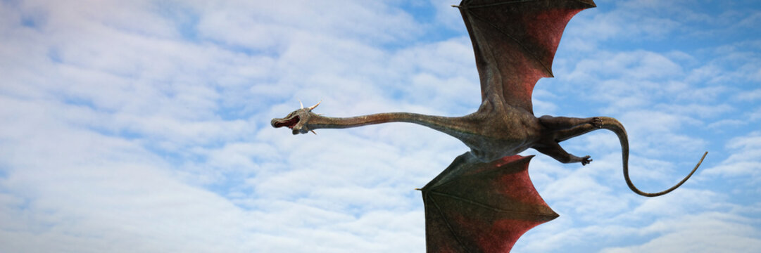 dragon, mythological animal flying in the sky