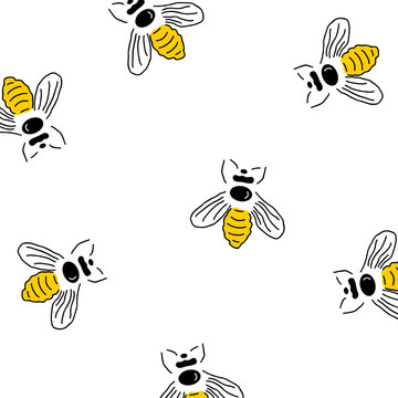 Honey Bee seamless pattern background. Bee vector. Vector seamless pattern with honey bee background. Vector illustration