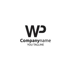 Wp w p pixel letter logo with digital shattered