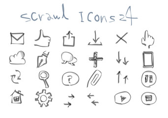 Naklejka premium ビジネスアイコンセット_手書き_WEB素材