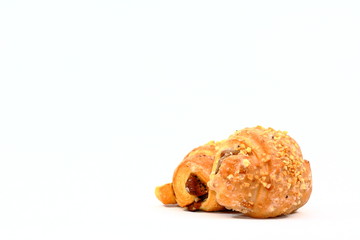 Sweet croissant with nuts and poppy seeds for St. Marcin. - obrazy, fototapety, plakaty