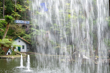 Waterfall,Water feature in Monti palace gardens, Funchal, Madeira, Portugal, Europe