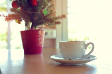 hot coffee drink tasty in cafe restaurant
