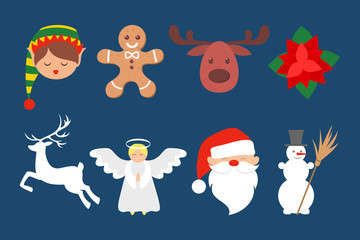 Obraz premium Cute christmas icon set. Collection of new year decoration stuff