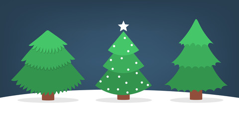 Christmas tree set. Collection of green fir for christmas