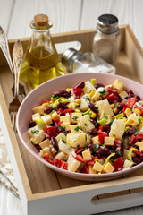 Bean, pineapple and corn salad, mexican style cuisine.