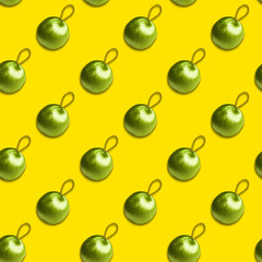 Christmas tree seamless pattern. Yellow ball, new year. Holidays
