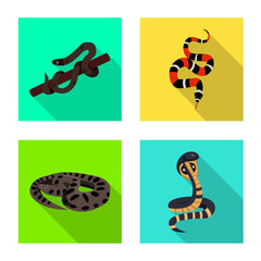 Isolated object of snake and creepy icon. Set of snake and wildlife stock vector illustration.