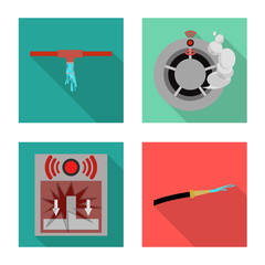 Isolated object of firefighters and fire sign. Collection of firefighters and rescue stock vector illustration.