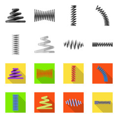 Isolated object of spiral and compression symbol. Set of spiral and pressure stock symbol for web.