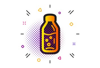 Soda aqua drink sign. Halftone circles pattern. Water bottle icon. Liquid symbol. Classic flat water bottle icon. Vector