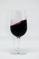 Red wine in glass cup. Tempranillo grape variety and Cabernet sauvignon. Wine made in Spain