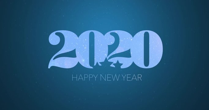 Happy new 2020 year golden sign with animated stars 2D motion graphic design. Seasonal greetings