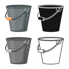Vector illustration of bucketful and housework logo. Set of bucketful and equipment stock symbol for web. - obrazy, fototapety, plakaty