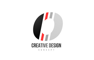 red black alphabet letter O logo icon design for company or business