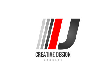 red black alphabet letter u logo icon design for company or business
