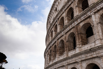 detail of the colosseum in Rome on a winter day