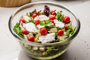 Goat Cheese Salad with Roasted Walnuts,  Cherry Tomatoes and Diced Apple Cubes