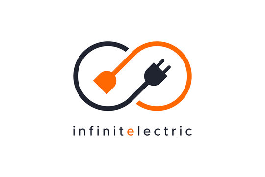Infinity Electricity Logo Flat Line isolated on white background