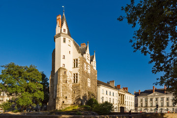 Fototapeta premium house with tower in the center of Nantes, france