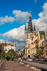 Fototapeta premium European Modern And Historic Buildings In The City Centre In Batumi. Georgian Architecture Landmark.