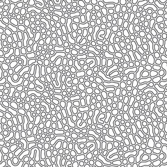 Organic seamless pattern with rounded shapes. Diffusion reaction background. Irregular stone effect design. Abstract vector illustration in black and white. - 301989934