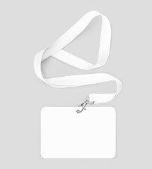 Lanyard with card. Vector illustration on grey background. Ready template to use for for presentations, conferences, design. EPS10.	