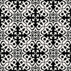 Vector seamless texture. Monochrome background with ethnic oriental ornament - 301991140