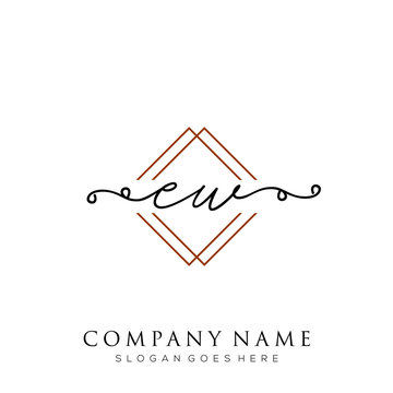 EW Initial Handwriting logo template vector