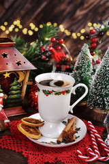 Christmas coffee with spices