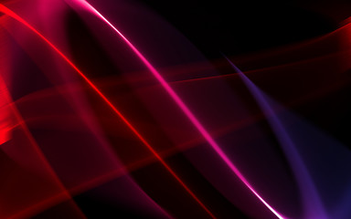 Dark abstract background. Neon blurred futuristic lines. Ultraviolet light waves, rays