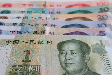 Fototapeta premium 人民元 中国の紙幣全種類 1元、5元、10元、20元、50元、100元