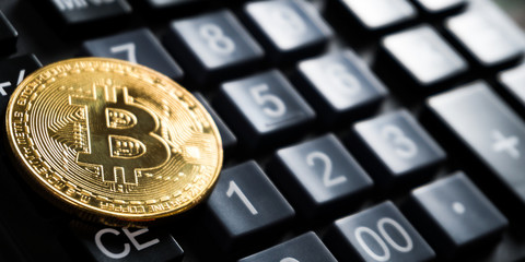 Bitcoin golden coin New virtual money and dollar background