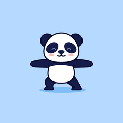 Cute yoga panda, vector cartoon illustration