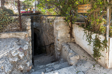 The entrance to the Tomb of the Prophets on the Mount Eleon - Mount of Olives in East Jerusalem in Israel