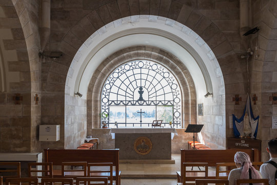 The interior of the Dominus Flevit Church on the Mount Eleon - Mount of Olives in East Jerusalem in Israel
