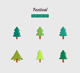 color flat icon symbol set, festival celebration, christmas tree, new year, Isolated vector design