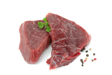  raw beef isolated on white background