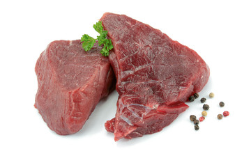  raw beef isolated on white background