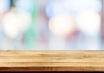 Worn table and blur with bokeh background