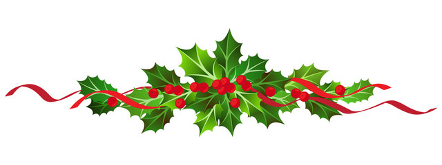 vector illustration of  mistletoe christmas composition on white background - 302000708
