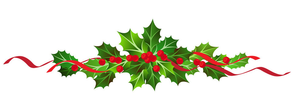 vector illustration of  mistletoe christmas composition on white background