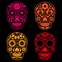 vector collection of mexican sugar skulls on for calavera