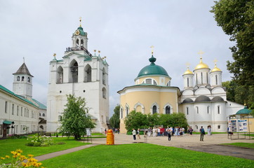 Yaroslavl, Russia - July 25, 2019: Summer view of the architectural ensemble of the Spaso-Preobrazhensky monastery (Spaso-Yaroslavsky monastery)