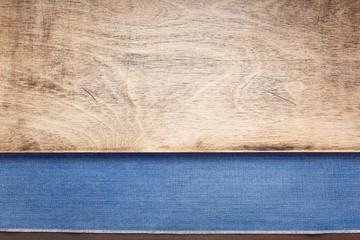 blue jeans texture on wood