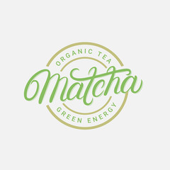 Matcha hand written lettering logo